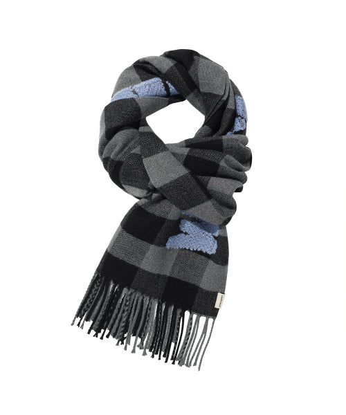 Checked Woven muffler black