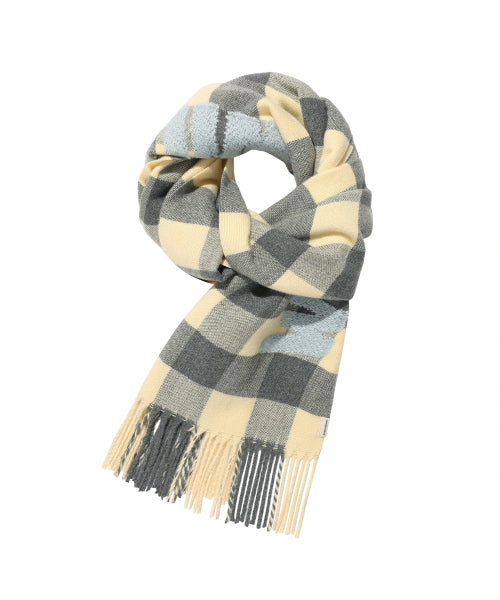 Checked Woven muffler yellow