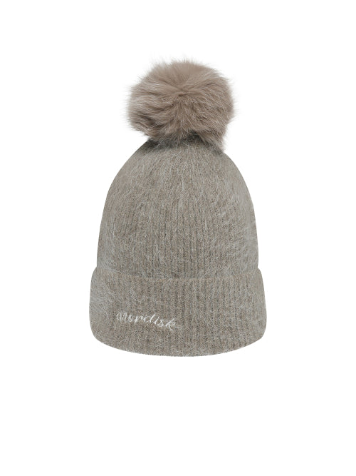 [Early Breeze] Foam Angora Beanie Light Khaki