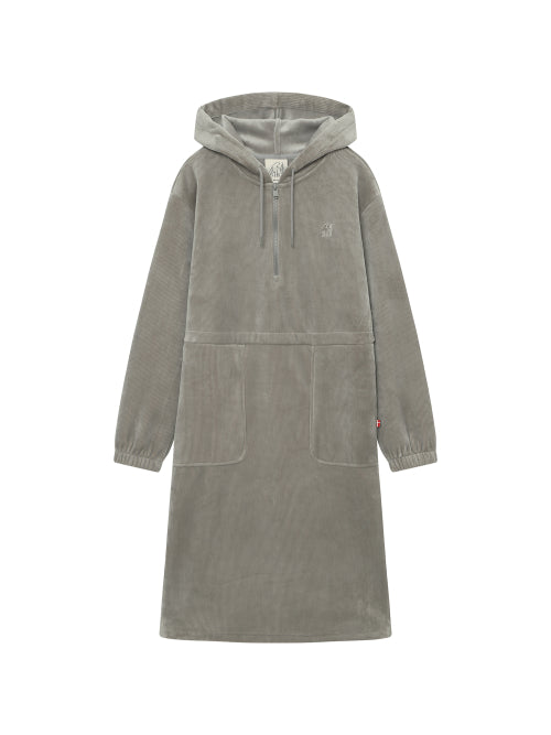 Jersey napping corduroy hoodie dress - W_Grey