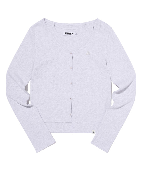 RIBBED SLEEVELESS CARDIGAN SET(MELANGE GRAY)