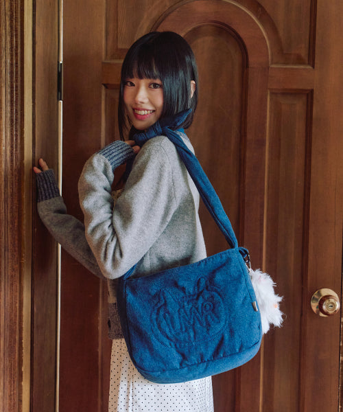 Stitch Point Denim Padded Cross Bag BLUE