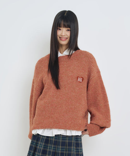 Hair Ornament Heart Embroidered Pullover Knit RED