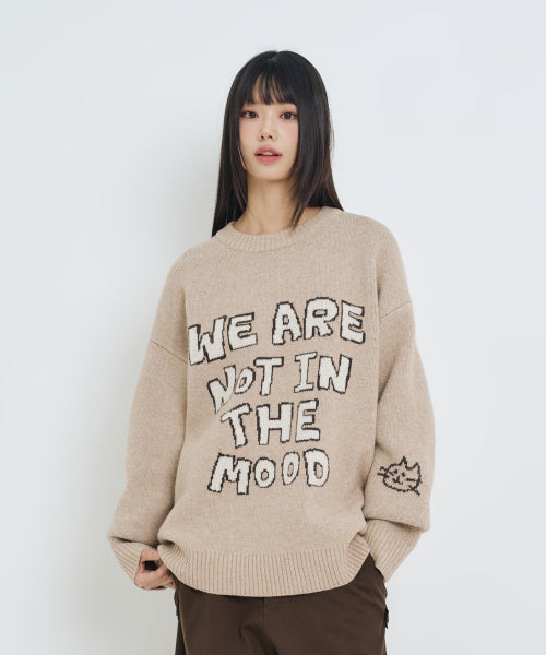 Lettering Jacquard Pullover Knitwear BEIGE