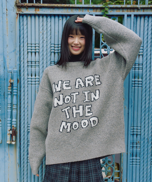 Lettering Jacquard Pullover Knitwear GREY