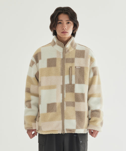 MOSAIC PATTERN SHERPA JACKET