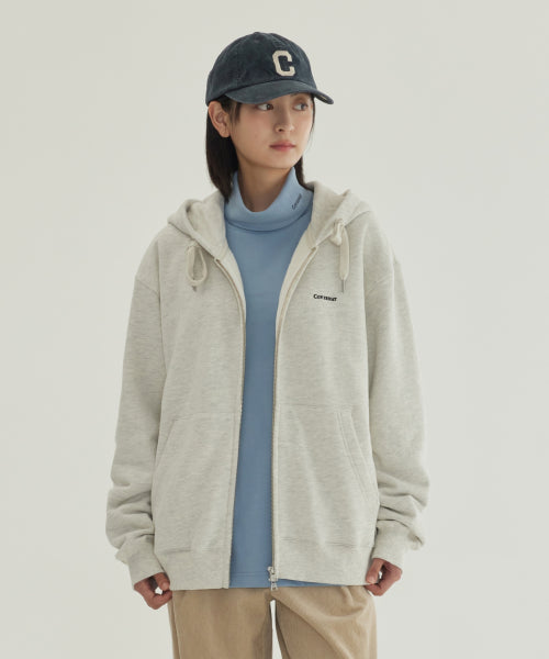 SMALL LOGO BRUSHED HOODIE ZIP-UP