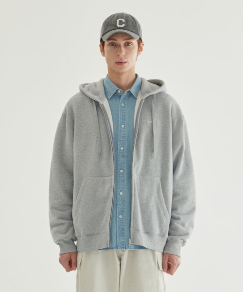 SMALL LOGO BRUSHED HOODIE ZIP-UP