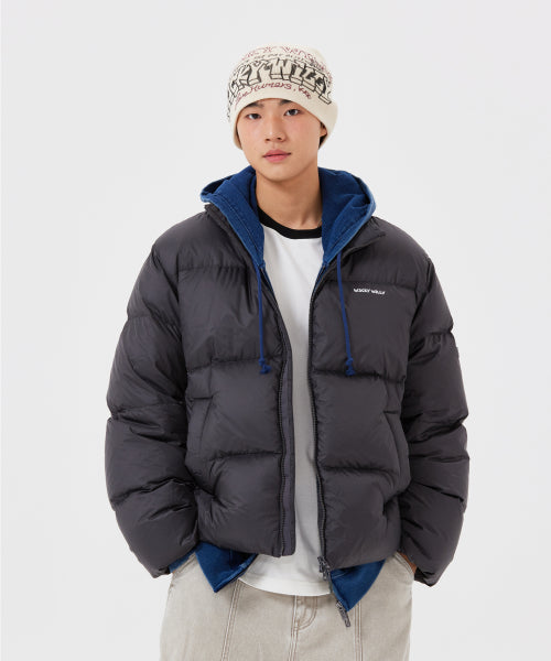 Lipstop-down short puffer gray