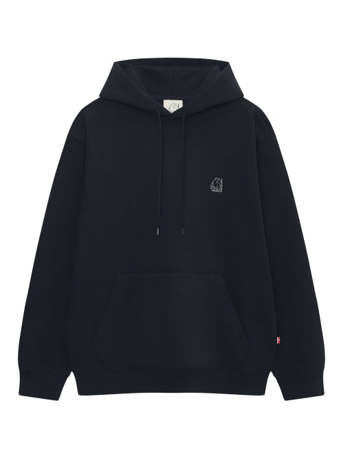Flying Cartoon Turtleneck Bear Fleece-Lined Hoodie T-shirt - U_Navy
