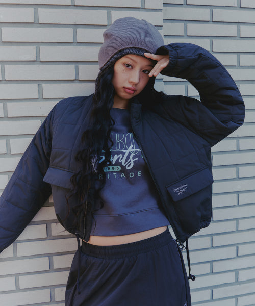 스퀘어 퀼팅 패딩 자켓 (W) - 블랙