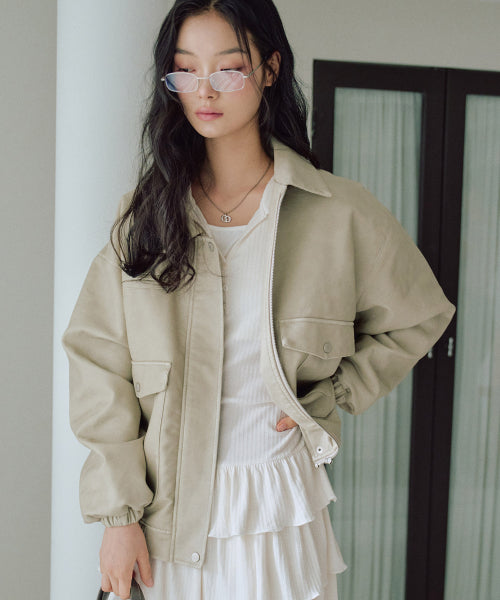Annika Washing Leather Jacket [IVORY]