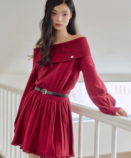 Vanessa Off-Shoulder Flare One-Piece [RED]