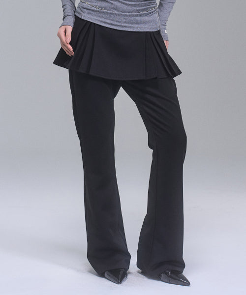Darlene Layered Bootcut Pants [BLACK]