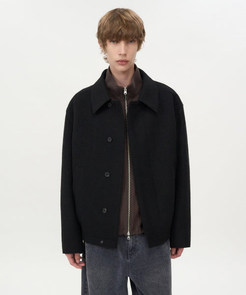 Soft Alpaca Wool Crop Jacket BLACK