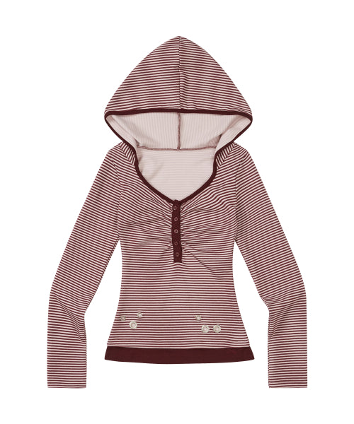 Layer Stripe Hooded Burgundy