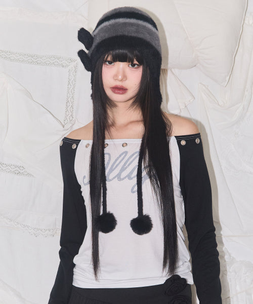 Fleur Earflap Beanie Black