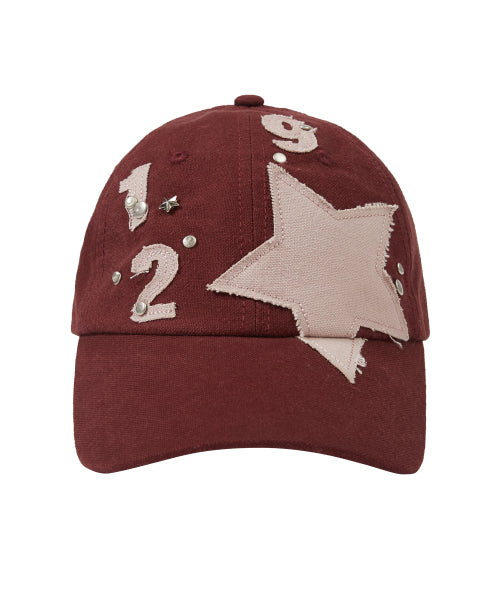 129 Star Patch Ball Cap Burgundy