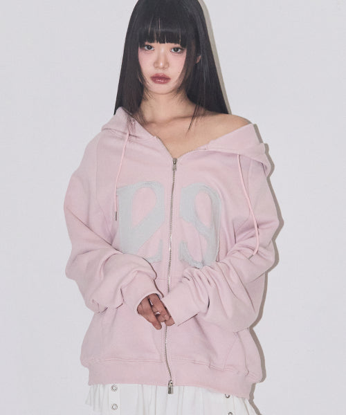129 Logo Patch Hood Zip-Up Light Pink