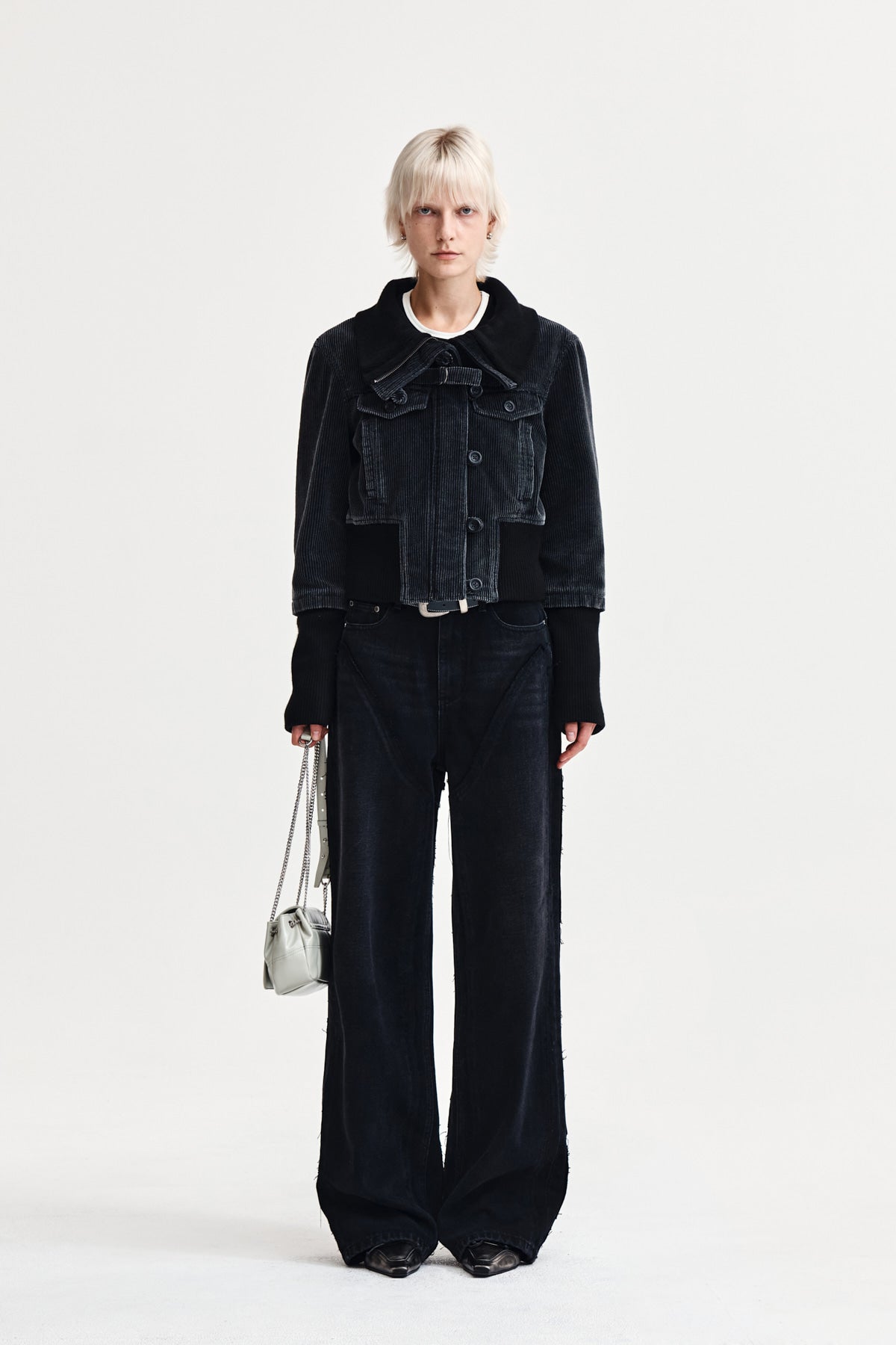 WESTERN STRAIGHT-FIT DENIM PANTS IN BLACK