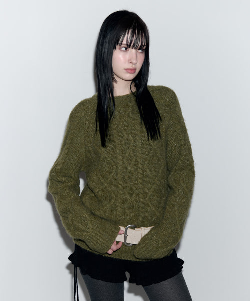 MOHAIR LOOSE FIT KNIT KHAKI