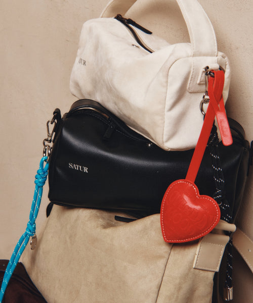 Saturday Synthetic Leather Keyring Red