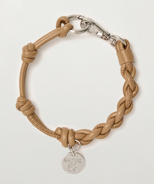 Synthetic Leather String Keyring Brown