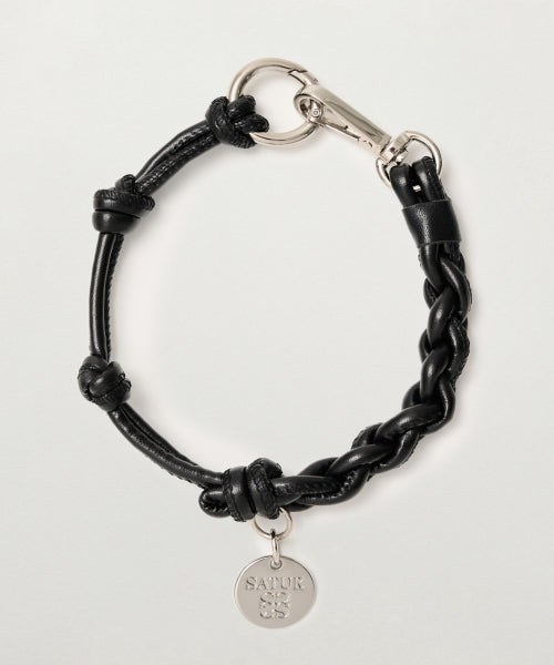 Synthetic Leather String Keyring Black