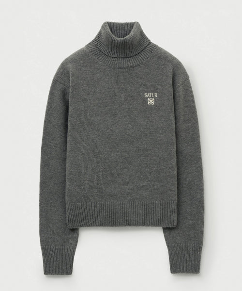 (W) Classic Turtle Neck Knit Charcoal