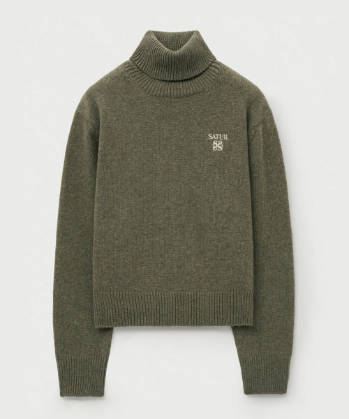 (W) Classic Turtle Neck Knit Khaki