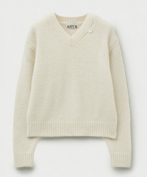 (W) Essen Two Tone Mohair Blend Knit White