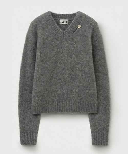 (W) Essen Two Tone Mohair Blend Knit Melange Gray