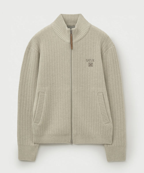 Faro Half Neck Knit Zip-up Oatmeal