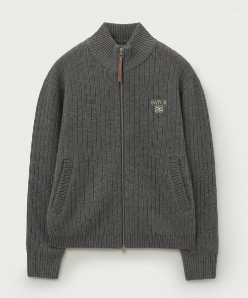 Faro Half Neck Knit Zip-up Melange Gray