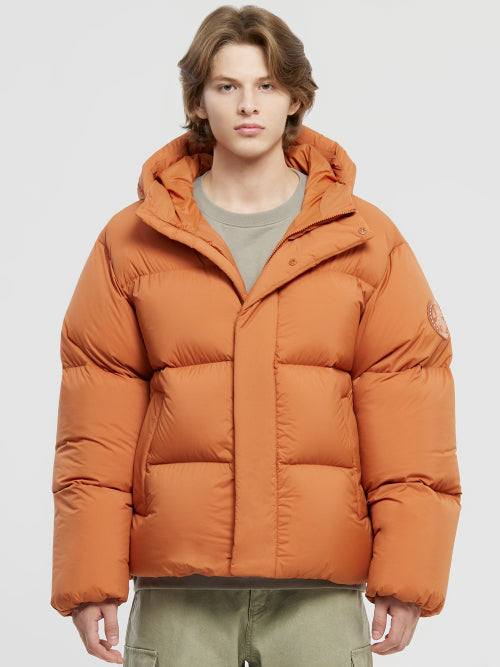 Hyper Crystal Goose Down Heavy Hoodie Jumper - M_Orange