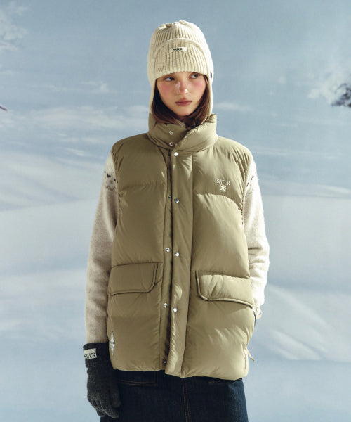 Apero Pocket Duck Down Padding Vest Beige