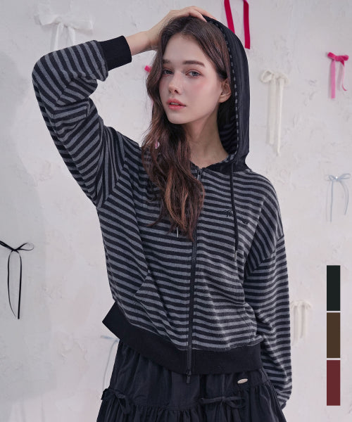 Jours Stripe Hoody Zip-up_3Colors