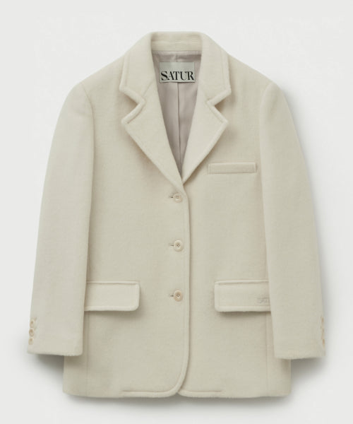 (W) Alpaca Wool Blend Single Blazer Cream