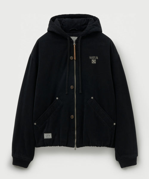 Teo Padded Hooded Zip-Up Black