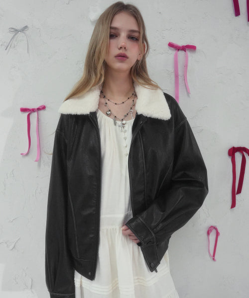 Cafe Mocha Aviator Jacket BLACK