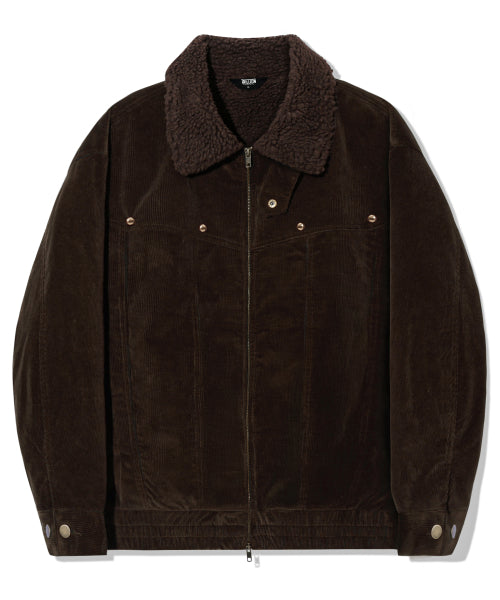 SHERPA CORDUROY STUDDED WESTERN JACKT_BROWN