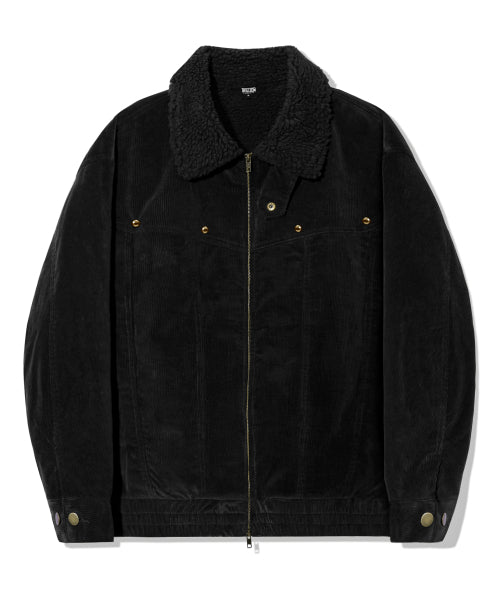 SHERPA CORDUROY STUDDED WESTERN JACKT_BLACK