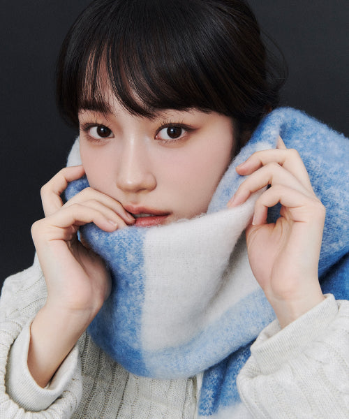 woven big muffler light blue