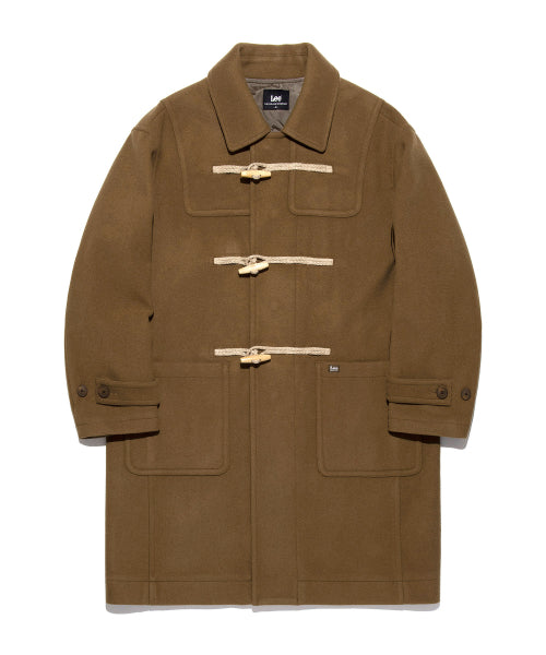 wool blend long duffel coat camel
