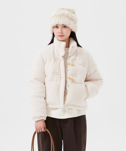 Women's fleece toggle short down cream