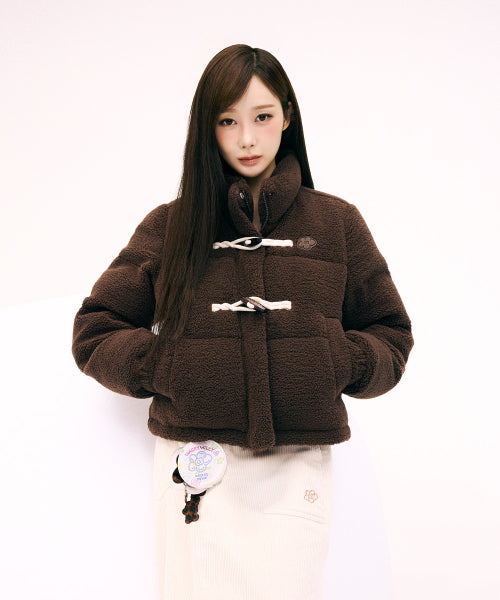 Women's fleece toggle short down brown