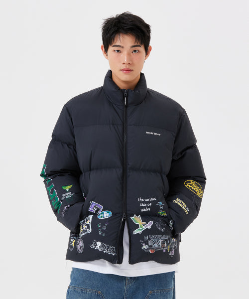 Kiki Graphic Down Short Puffer Black
