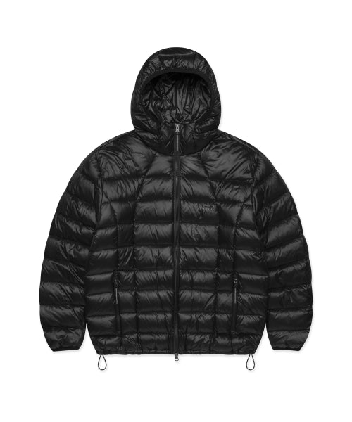 OVAL GLOBE LIGHT WEIGHT HOODED DOWN JACKET black