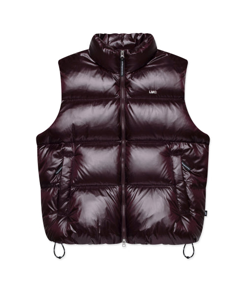 OG GLOSSY PUFFER DUCK DOWN VEST burgundy
