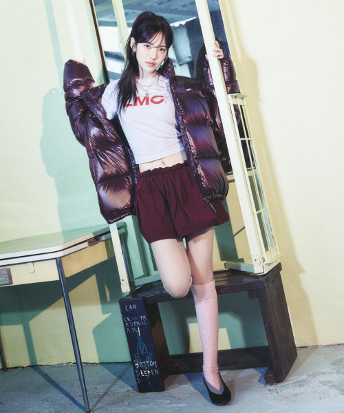 OG GLOSSY PUFFER DUCK DOWN PARKA burgundy